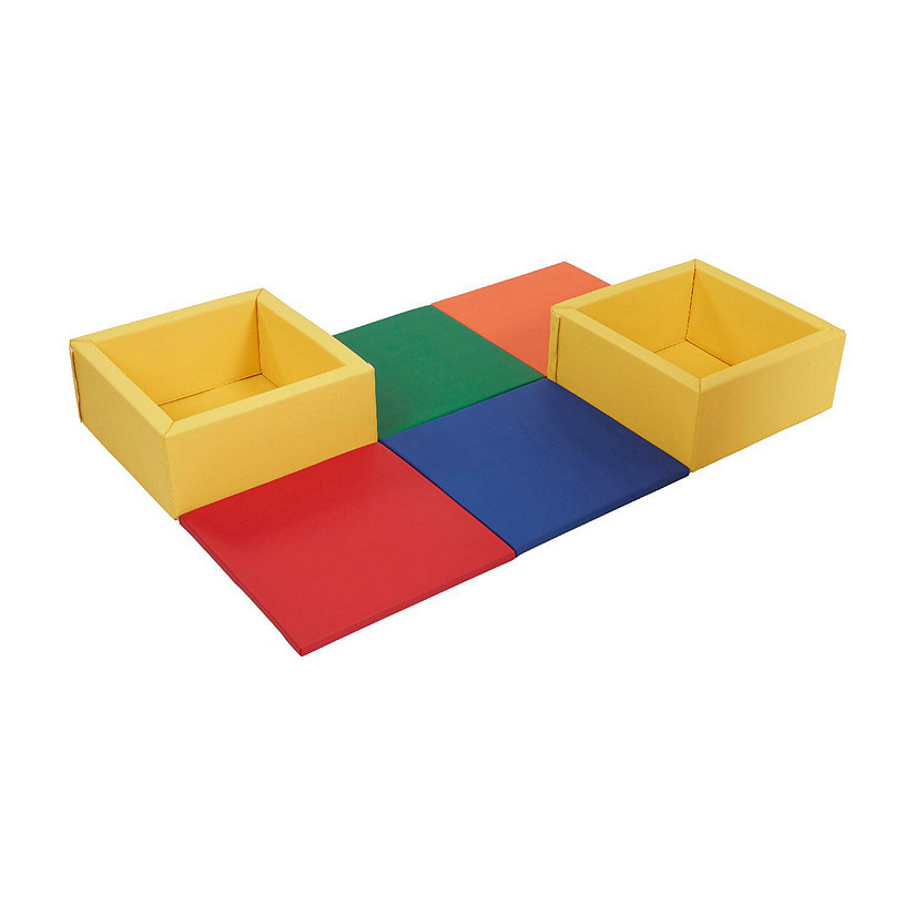ECR4Kids SoftZone Play Patch Activity Mat and Toy Bins, Assorted, 6-Piece Image
