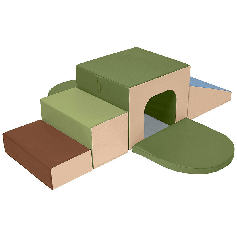 ECR4Kids SoftZone Single Tunnel Maze, Toddler Playset, Earthtone, 6-Piece Image