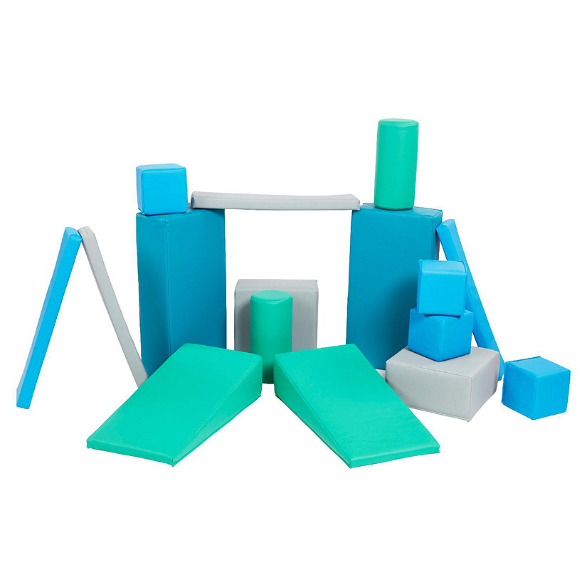 ECR4Kids SoftZone Soft Builder Blocks, Foam Shapes, Contemporary, 16-Piece Image