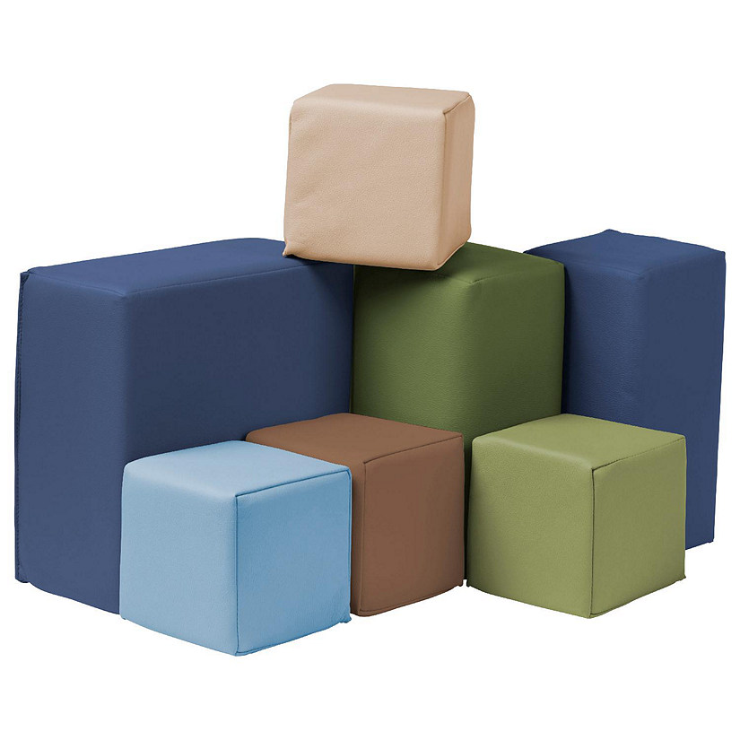 ECR4Kids SoftZone Toddler Foam Building Blocks, Foam Playset, Earthtone, 7-Piece Image
