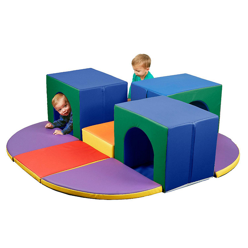 ECR4Kids SoftZone Triple Tunnel Maze, Toddler Playset, Assorted, 9-Piece Image