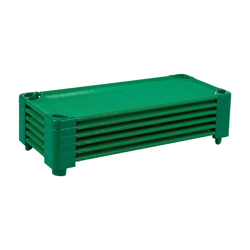 ECR4Kids Stackable Kiddie Cot, Standard Size, Green, 6-Pack Image