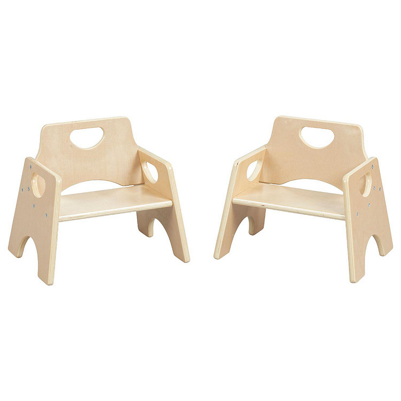ECR4Kids Stackable Wooden Toddler Chair, 6in, Kids Furniture, Natural, 2-Pack Image