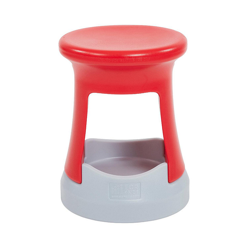 ECR4Kids Storage Wobble Stool, 18in Seat Height, Red/Light Grey Image