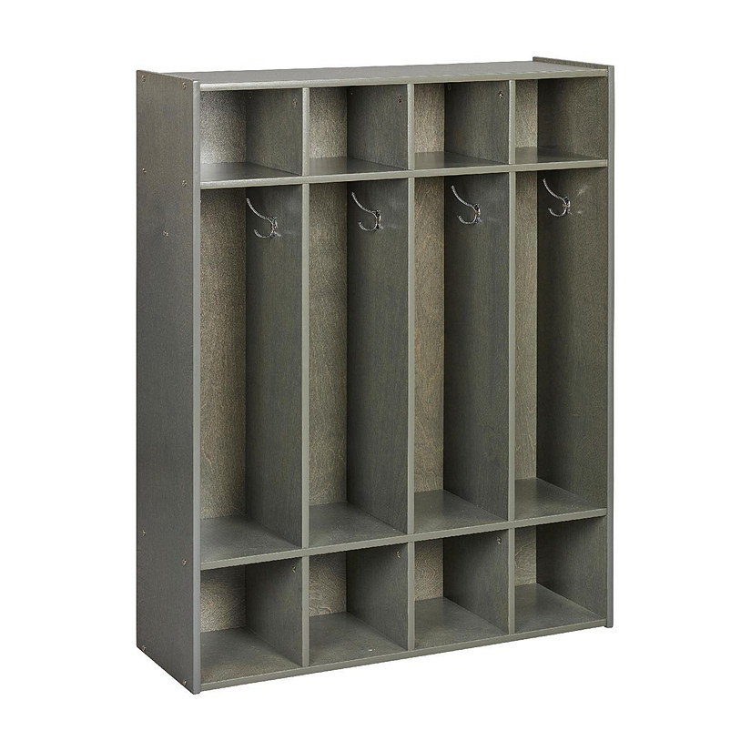 ECR4Kids Streamline 4-Section Coat Locker, Grey Wash Image
