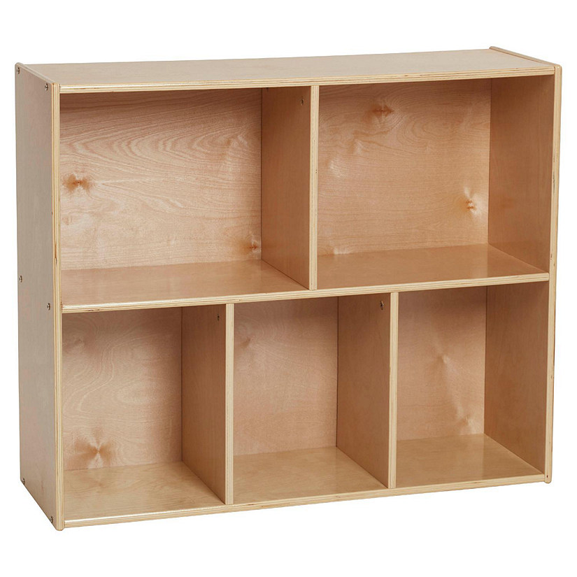 ECR4Kids Streamline 5-Compartment Storage Cabinet, 30in, Classroom Furniture, Natural Image