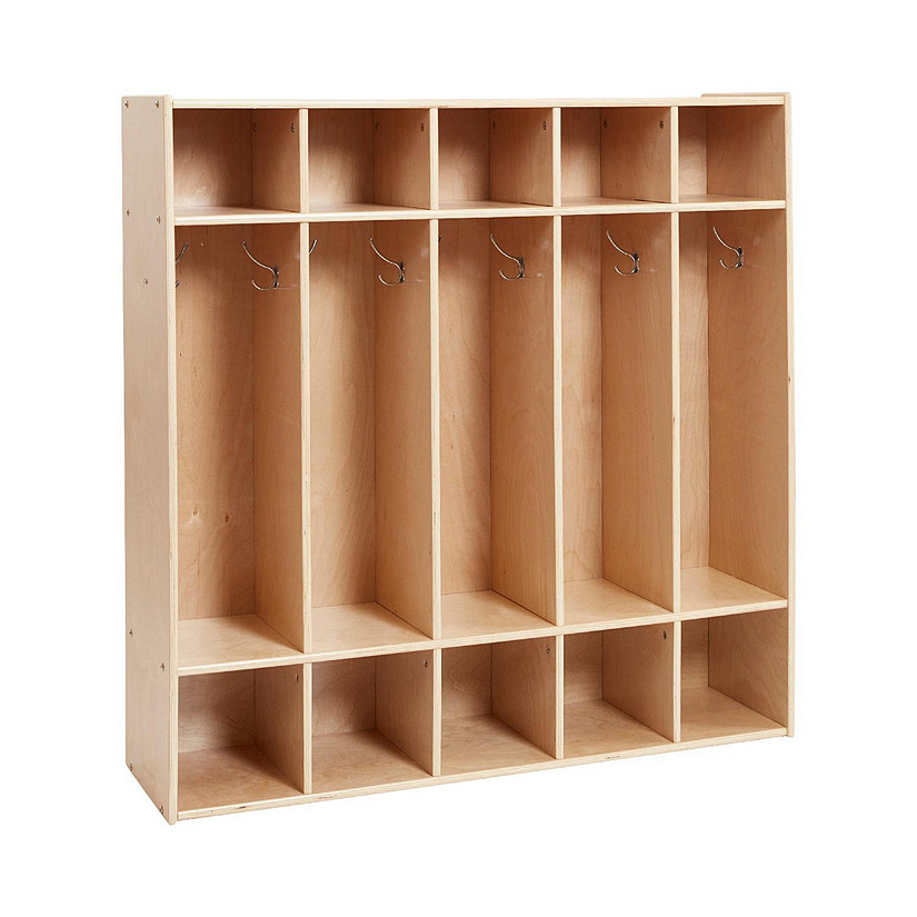 ECR4Kids Streamline 5-Section Coat Locker, Natural Image