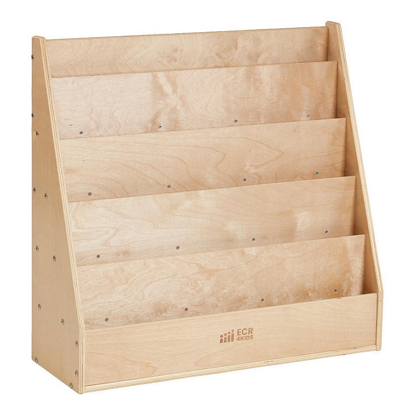 ECR4Kids Streamline Single-Sided Book Display with Storage, Natural Image