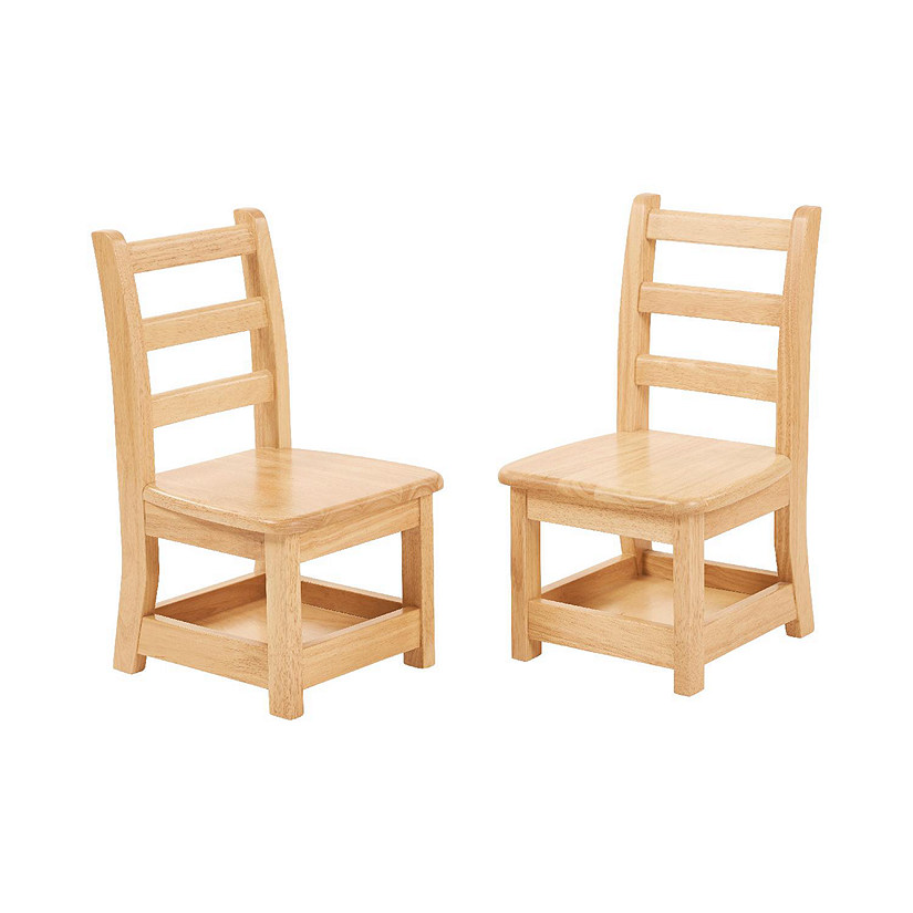 ECR4Kids Three Rung Ladderback Chair with Storage, 10in Seat Height	<br/>, Natural, 2-Pack Image