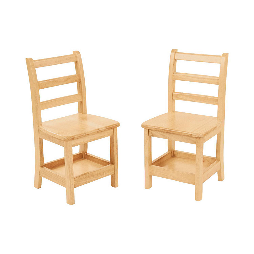 ECR4Kids Three Rung Ladderback Chair with Storage, 14in Seat Height, Natural, 2-Pack Image