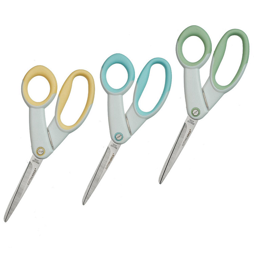 ECR4Kids Ultra-Grip 8.5" Stainless Steel Scissors with Soft Comfort Grip - Heavy Duty for Offices, Home, School - Blue (3-Pack) Image