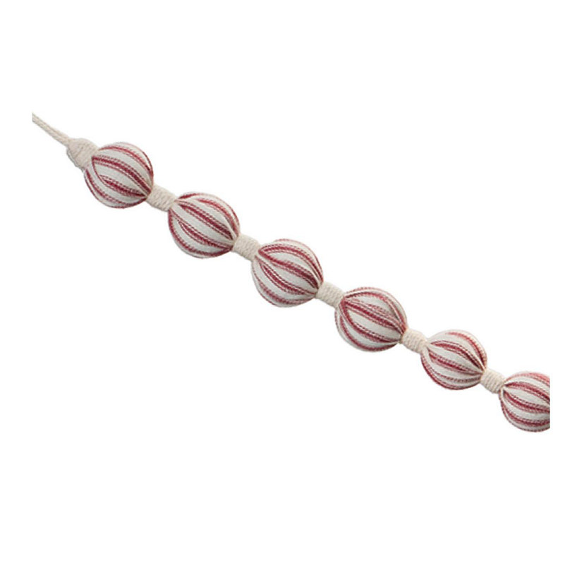 Edge Collections - 10' - Red with Ivory - Fabric Ball String Garland! Image