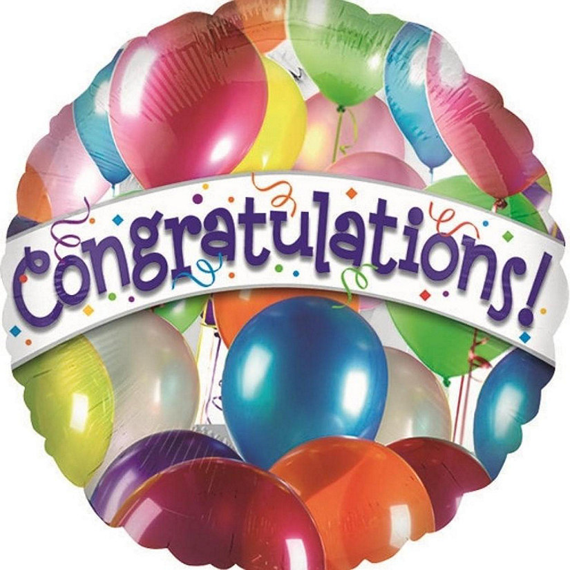 Edge Collections - 18" - Multicolor - Congratulations Balloons Image