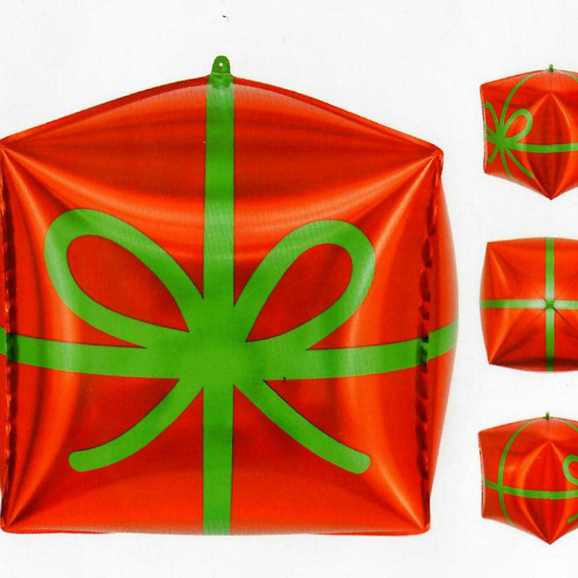 Edge Collections - 18" - Red - Christmas Present Cube Balloon Image