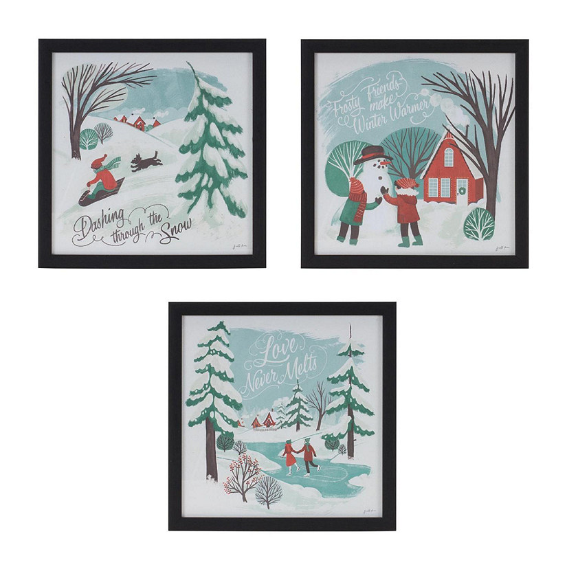 Edge Collections - 18x24" - Multicolor - Framed Winter Scene Wall Art! Image