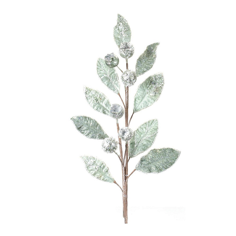 Edge Collections - 24" - Green - Glittered Pod Leaf Spray! Image
