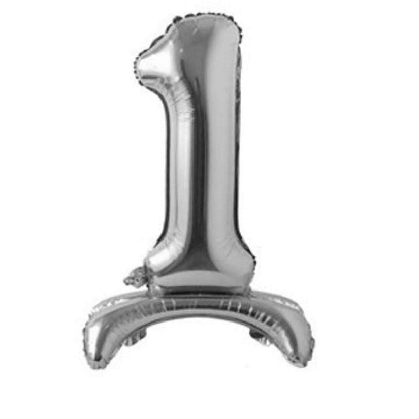 Edge Collections - 28" - Silver Foil Balloons Standing Numbers 1 Image