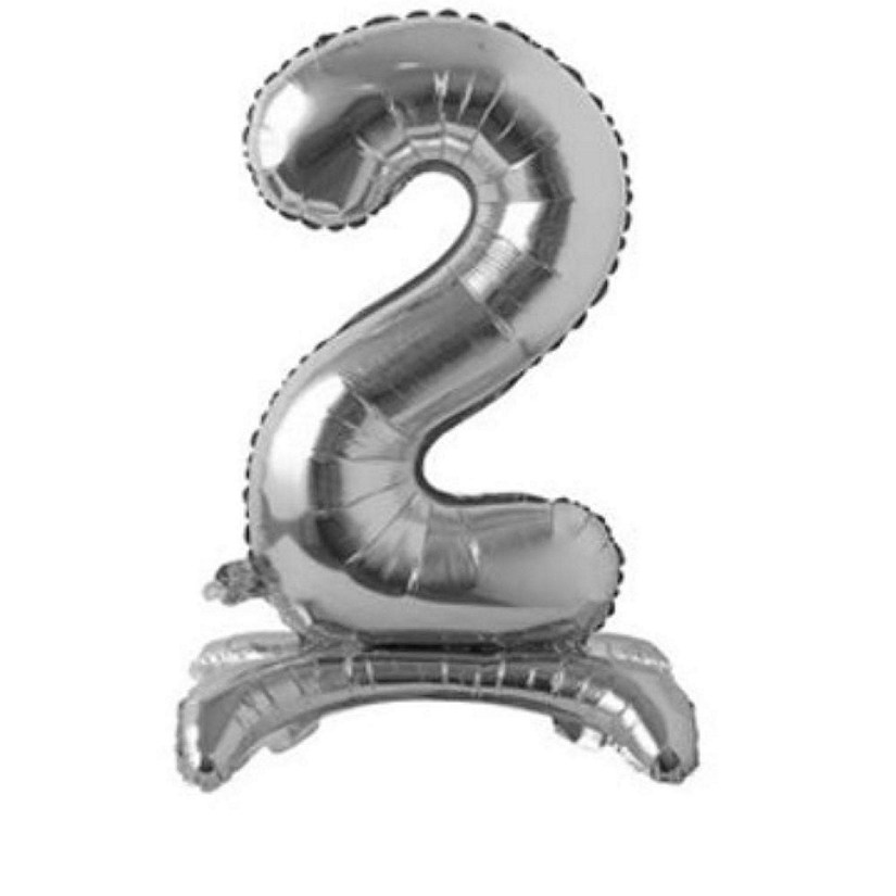 Edge Collections - 28" - Silver Foil Balloons Standing Numbers 2 Image