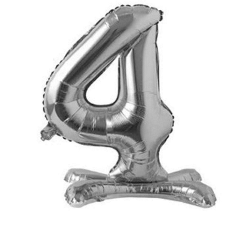 Edge Collections - 28" - Silver Foil Balloons Standing Numbers 4 Image