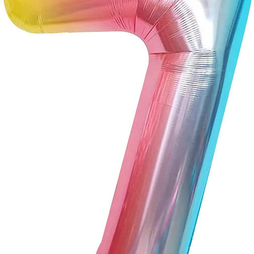 Edge Collections - 34" - Rainbow Foil Balloons Numbers 7 Image