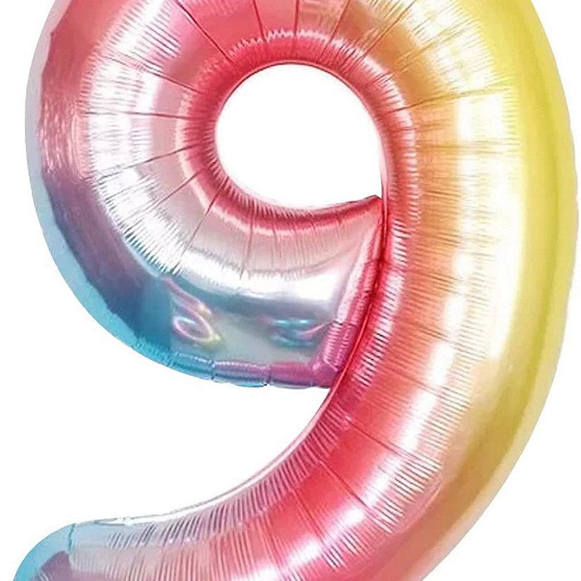 Edge Collections - 34" - Rainbow Foil Balloons Numbers 9 Image