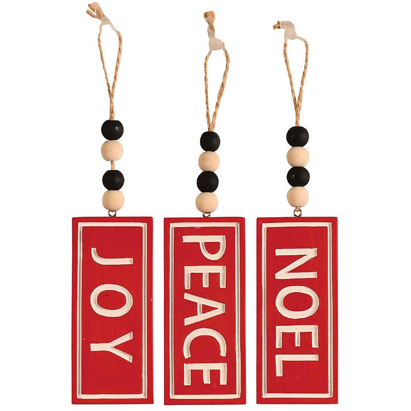 Edge Collections - 4" - Red - Peace Joy Noel Ornament 3 Assorted! Image