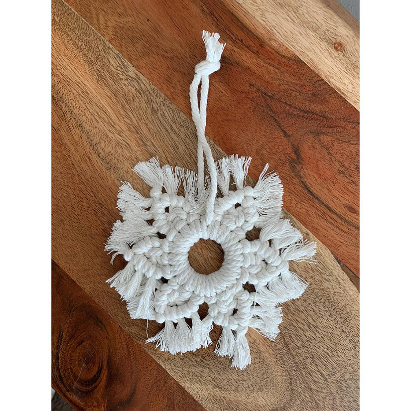 Edge Collections - 6" - White - Handwoven Macrame Snowflake Ornament! Image