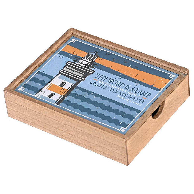 Edge Collections - 9.5" x 11.75" x 3" - Brown - Lighthouse-Themed Memory Keepsake Box! Image