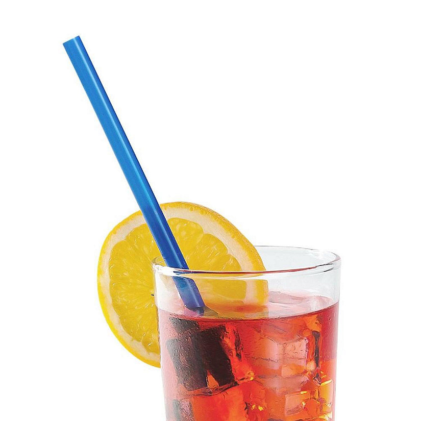 Edge Collections  - 9" - Giant Blue Paper Wrapped Straws! Image
