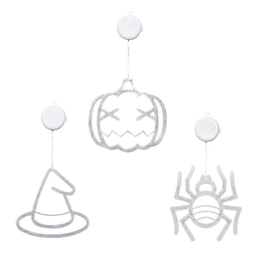 Edge Collections Halloween Window Lights Spider, Witch Hat, Pumpkin