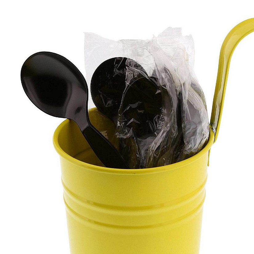 Edge Collections  - Medium Heavy Black Wrapped Soup Spoons! Image