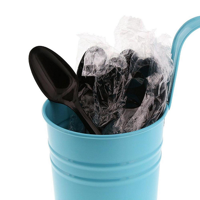 Edge Collections  - Medium Weight Black Polypropylene Individually Wrapped Teaspoons! Image