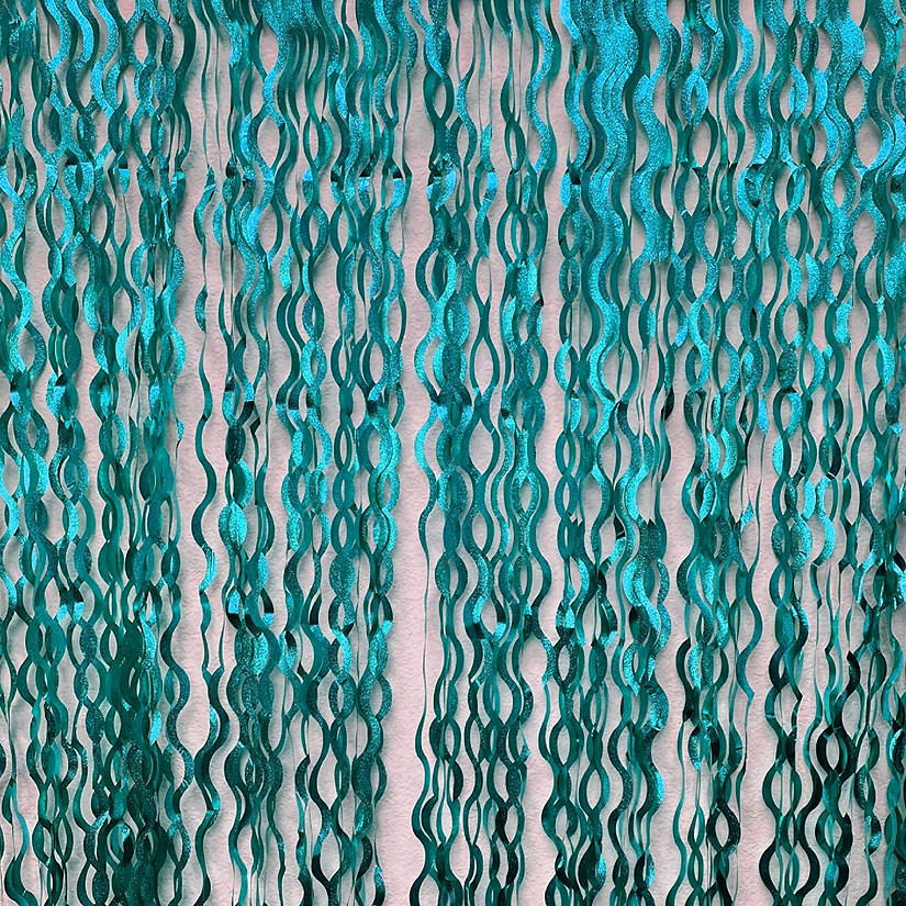 Edge Collections - Teal - Wave Foil Door Curtains Image