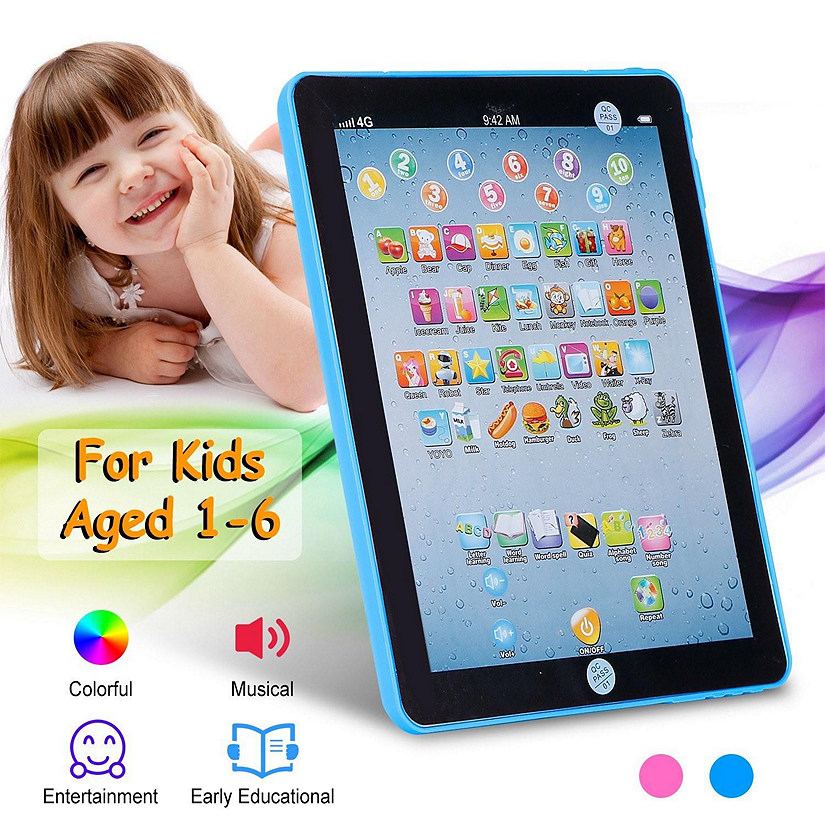 Educational Mini Touch Screen Learning Pads - Toddler Tablet For Alphabets, Numbers, Words Gift, Etc - Blue Image
