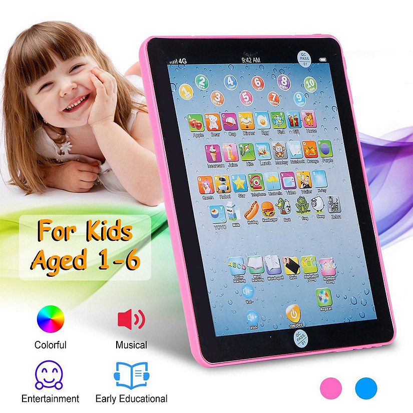 Educational Mini Touch Screen Learning Pads - Toddler Tablet For Alphabets, Numbers, Words Gift, Etc - Pink Image