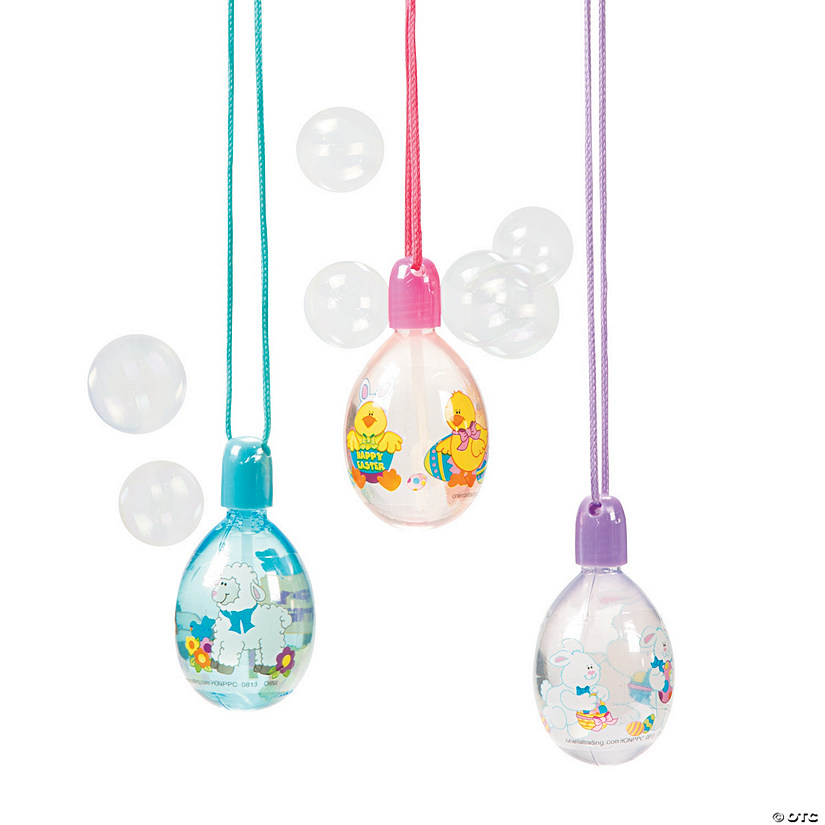 Egg-Shaped Bubble Bottle Necklaces - 12 Pc. Image
