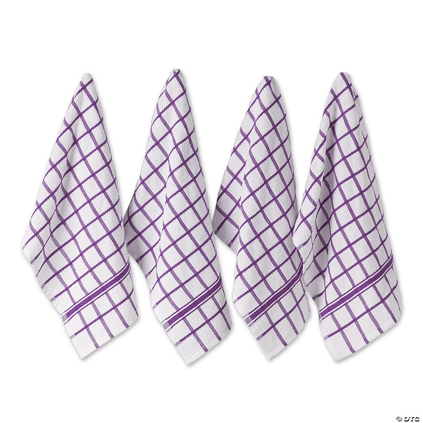 Eggplant Windowpane Terry Dishtowel (Set Of 4) Image