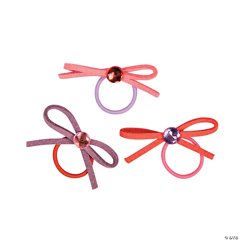 Elastic Bow Jewel Rings - 12 Pc. Image