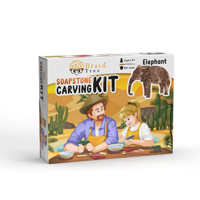 Elephant Soapstone Carving Kit and Whittling, Carve Your Own Sculpture Image