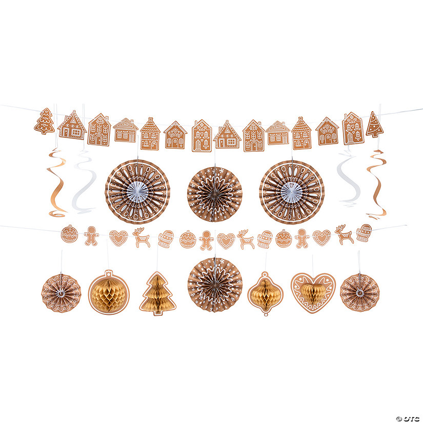 Elevated Gingerbread Party Hanging Decorations Kit - 16 Pc. Image