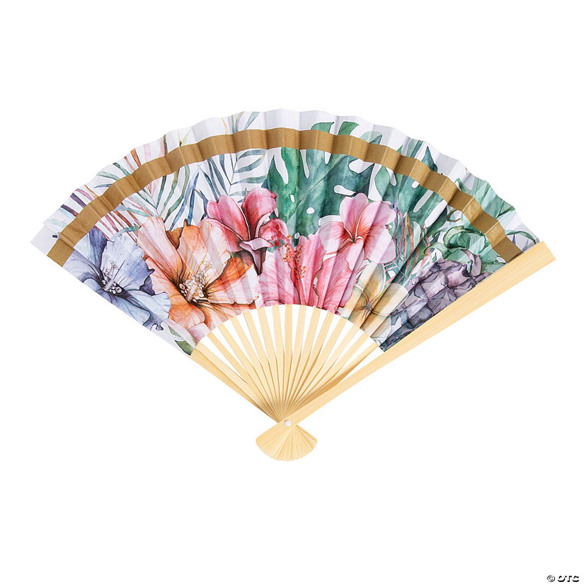 Elevated Luau Folding Hand Fans - 12 Pc. Image