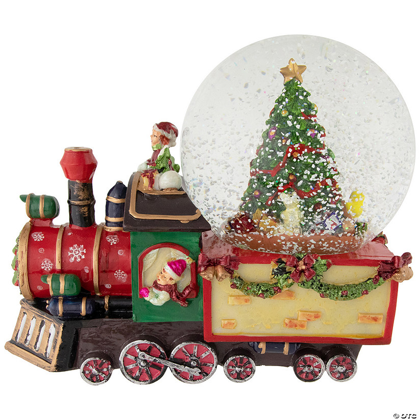 Elf Train Musical Christmas Snow Globe - 8" Image