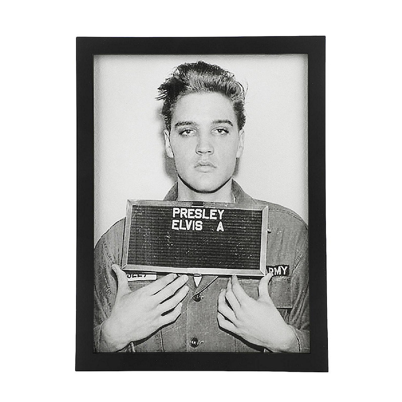 Elvis Mugshot 12" x 16" Black Wall Frame Image