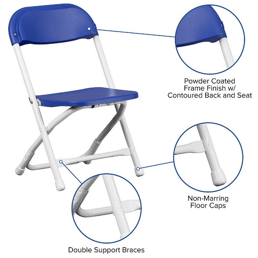 Emma + Oliver 10 Pack Kids Blue Plastic Folding Chair Image