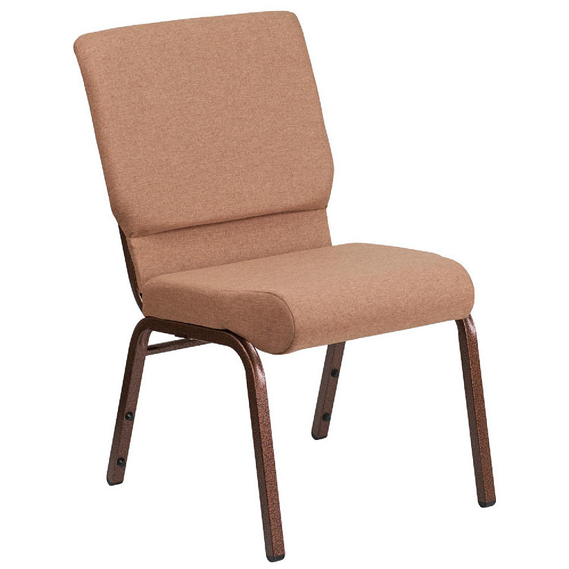 Emma + Oliver 18.5"W Stacking Church Chair in Caramel Fabric - Copper Vein Frame Image
