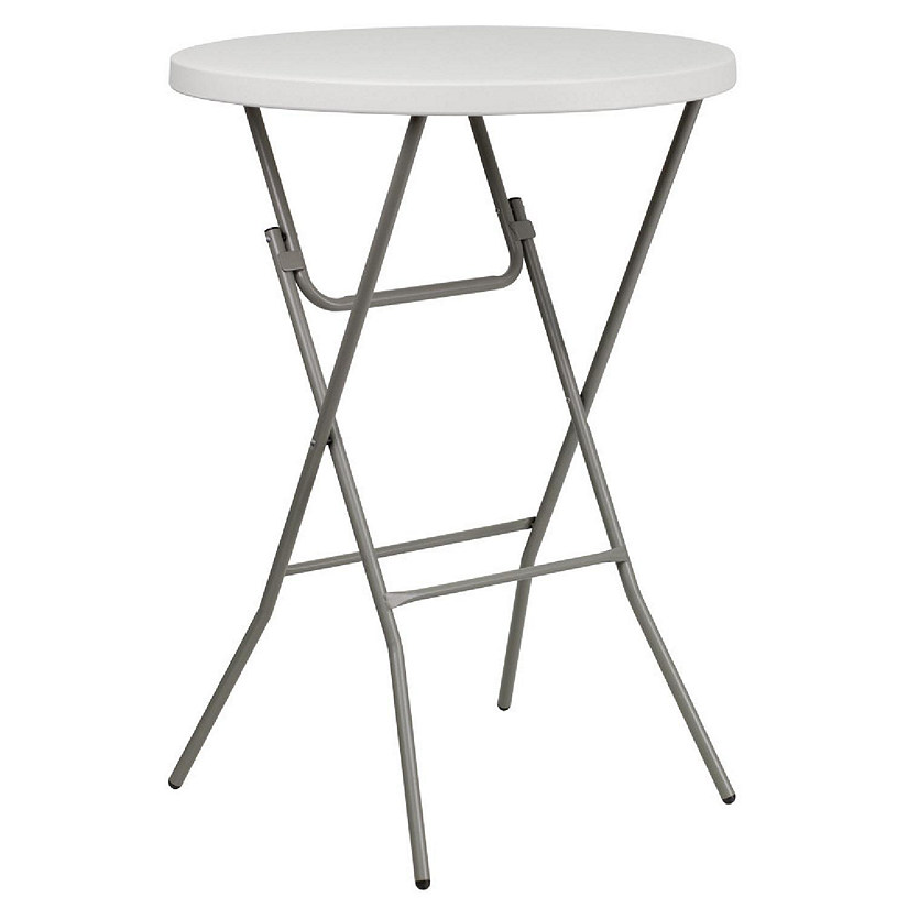 Emma + Oliver 2.63-Foot Round Granite White Plastic Bar Height Folding Event Table Image