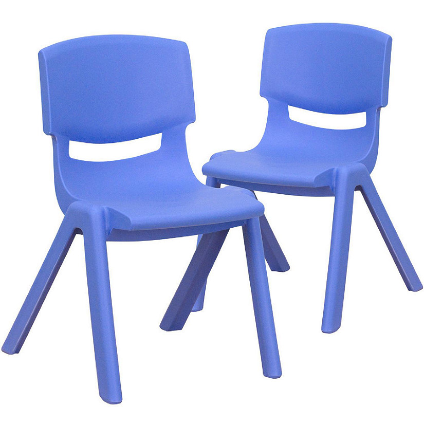 Emma + Oliver 2 Pack Blue Plastic Stackable School Chair with 12"H Seat, Preschool Seating Image