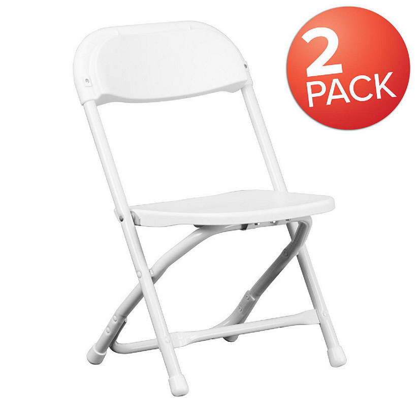 Emma + Oliver 2 Pack Kids White Plastic Folding Chair Image