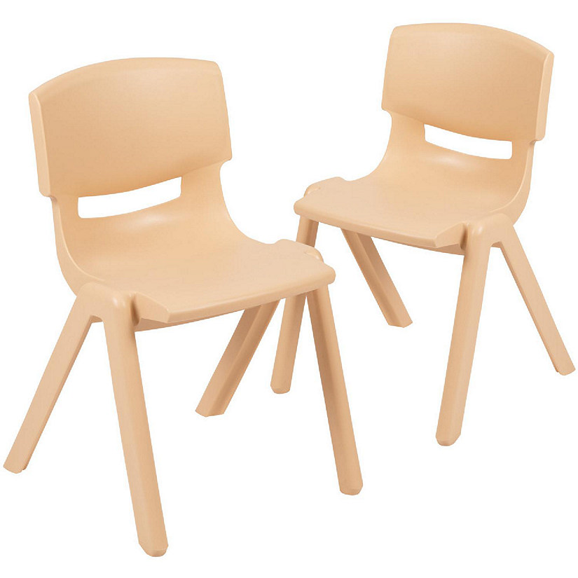Emma + Oliver 2 Pack Natural Plastic Stack School Chair with 13.25"H Seat, K-2 School Chair Image