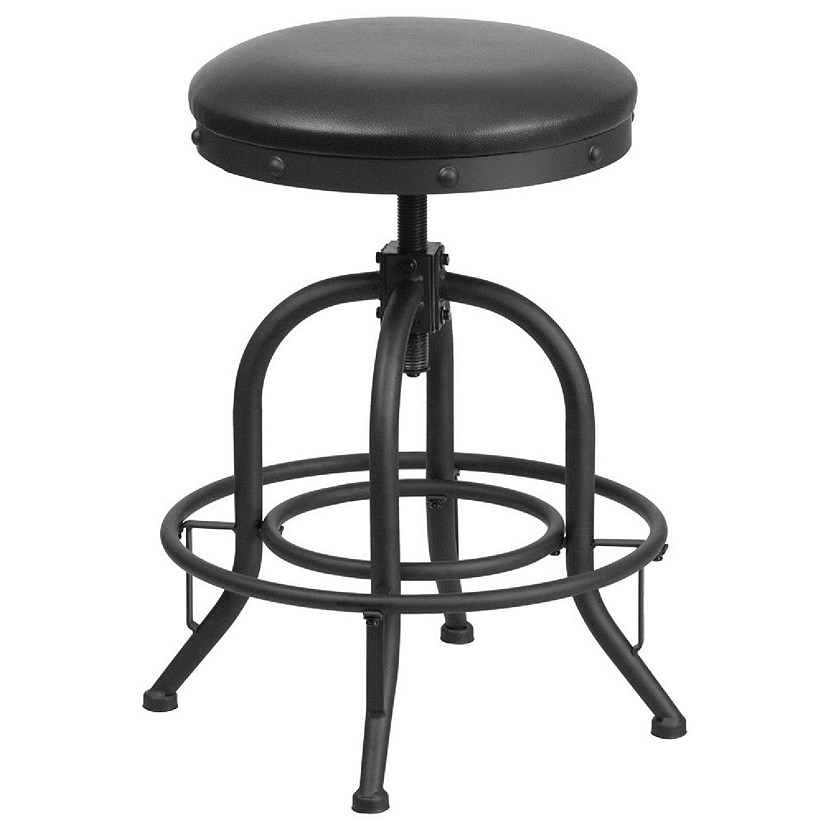 Emma + Oliver 24" Counter Height Stool with Swivel Lift Black LeatherSoft Seat Image